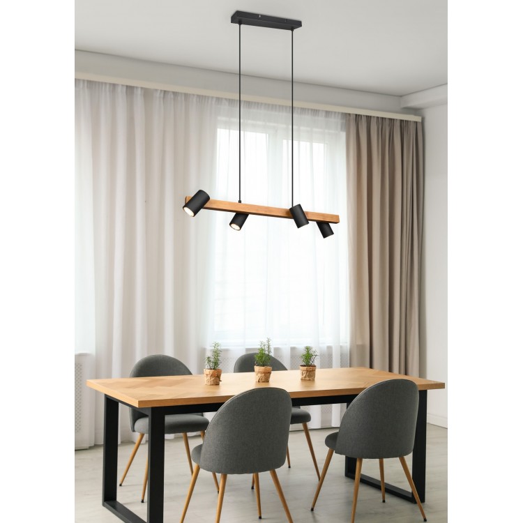 MARLEY Κρεμαστό Φωτιστικό TRIO LIGHTING 312490432 τετράφωτο ξύλινο