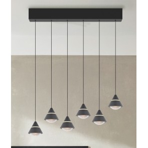 ROMEO 337010632 LED Κρεμαστό Φωτιστικό TRIO LIGHTING εξάφωτο μαύρο minimal