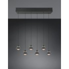ROMEO 337010632 LED Κρεμαστό Φωτιστικό TRIO LIGHTING εξάφωτο μαύρο minimal