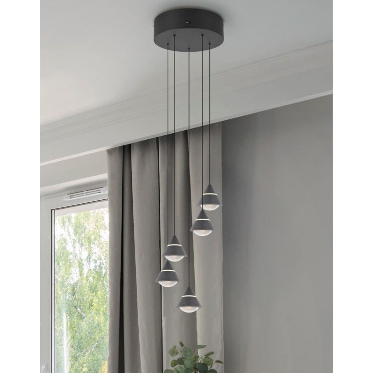 ROMEO 337030532 LED Κρεμαστό Φωτιστικό TRIO LIGHTING πεντάφωτο μαύρο
