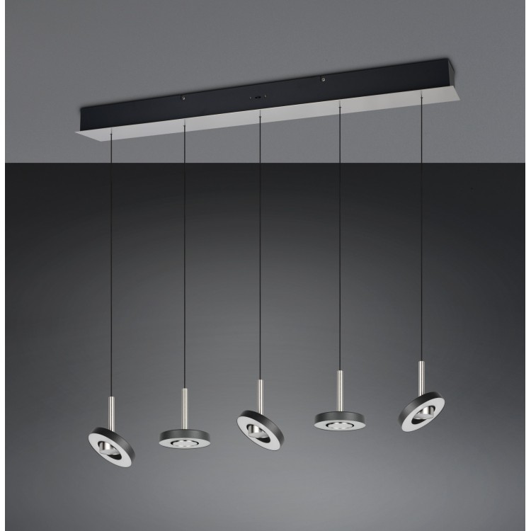 GUANO 334410507 LED Κρεμαστό Φωτιστικό TRIO LIGHTING νίκελ πεντάφωτο