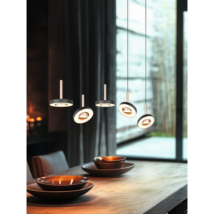 GUANO 334410565 LED Κρεμαστό Φωτιστικό TRIO LIGHTING καφέ πεντάφωτο