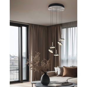 GUANO 334430507 LED Κρεμαστό Φωτιστικό TRIO LIGHTING νίκελ πεντάφωτο