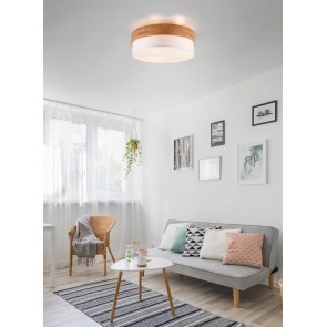 SEASONS Φωτιστικό Οροφής REALITY LIGHTING 611500301 Λευκό Υφασμάτινο Ξύλινο