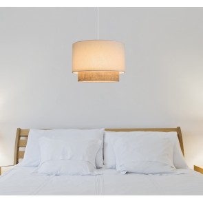  ANATOLE JUTE Φωτιστικό κρεμαστό VEIS ύφασμα λευκό &  jute natural Ø 35cm