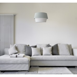 ORION GREY Φωτιστικό κρεμαστό VEIS ύφασμα γκρι & λευκό Ø 44cm