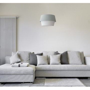 ORION GREY Φωτιστικό κρεμαστό VEIS ύφασμα γκρι & λευκό Ø 44cm