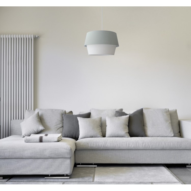 ORION GREY Φωτιστικό κρεμαστό VEIS ύφασμα γκρι & λευκό Ø 44cm