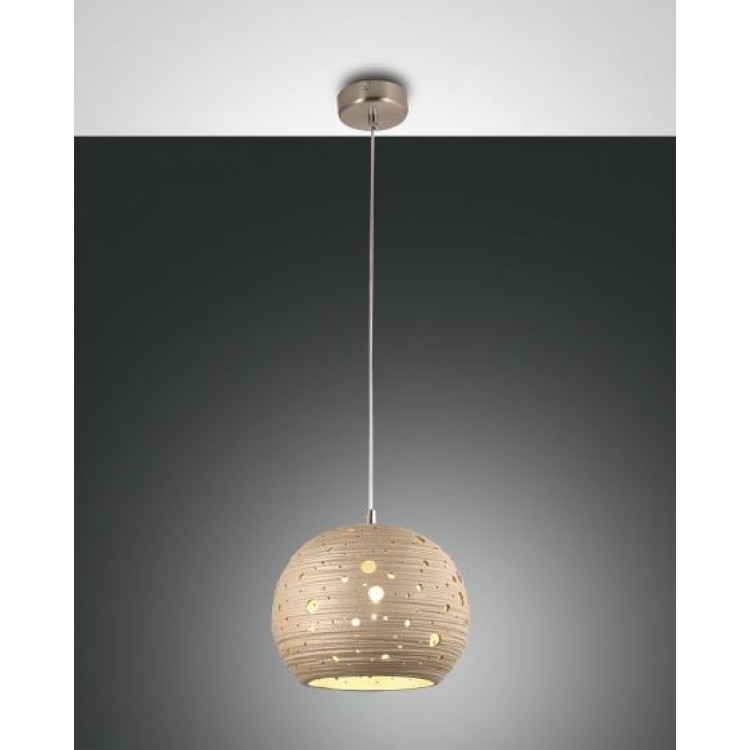 CORVARA Κρεμαστό φωτιστικό κεραμικό FABAS LUCE 3531-40-348 χακί Ø25cm