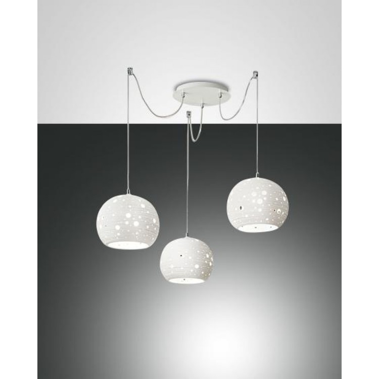 CORVARA Κρεμαστό φωτιστικό κεραμικό FABAS LUCE 3531-47-102 λευκό τρίφωτο