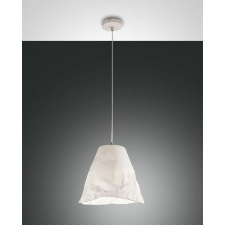 CRUMPLE Κρεμαστό φωτιστικό κεραμικό FABAS LUCE 33535-40-102 λευκό Ø30cm