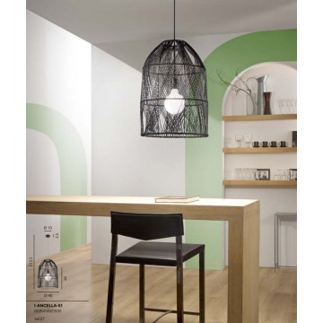 ANCELLA  Κρεμαστό Φωτιστικό I-ANCELLA-S1 Fan Europe - RATTAN Ø 40