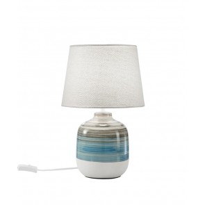 APACHE Επιτραπέζιο φωτιστικό κεραμικό με υφασμάτινο καπέλο I-APACHE-L FAN EUROPE  γκρι, γαλάζιο, λευκό Ø25cm