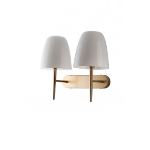 ARES φωτιστικό απλίκα τοίχου Fan Europe I-ARES-AP2-BCO χρυσό, λευκό φυσητό γυαλί