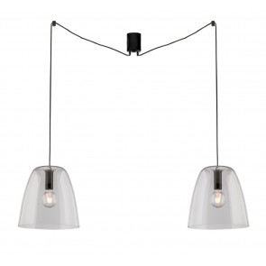 ARES κρεμαστό φωτιστικό Fan Europe I-ARES-S2-TR  μαύρο, διάφανο φυσητό γυαλί