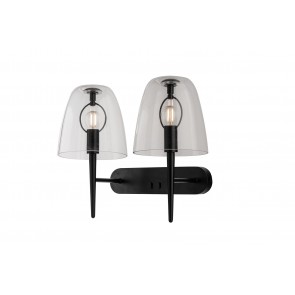 ARES φωτιστικό απλίκα τοίχου Fan Europe I-ARES-AP2-TR μαύρο, διάφανο φυσητό γυαλί