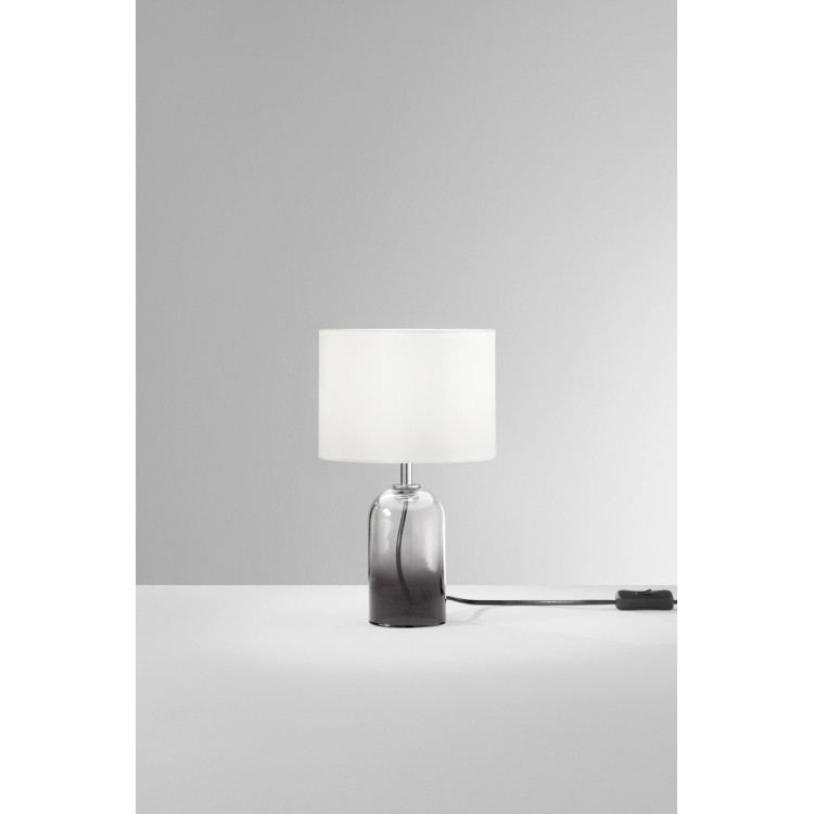 LONDON Επιτραπέζιο φωτιστικό I-LONDON-L-GR FAN EUROPE γυάλινο γκρι / μπεζ καπέλο