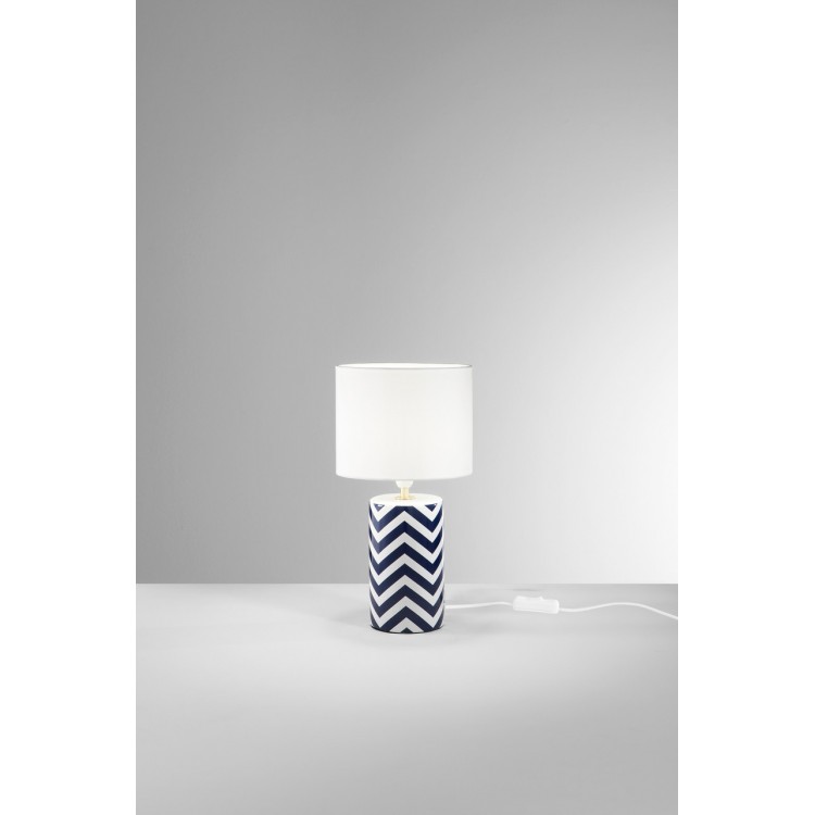 ZENO Επιτραπέζιο φωτιστικό I-ZENO-L FAN EUROPE κεραμική βάση λευκό μπλε