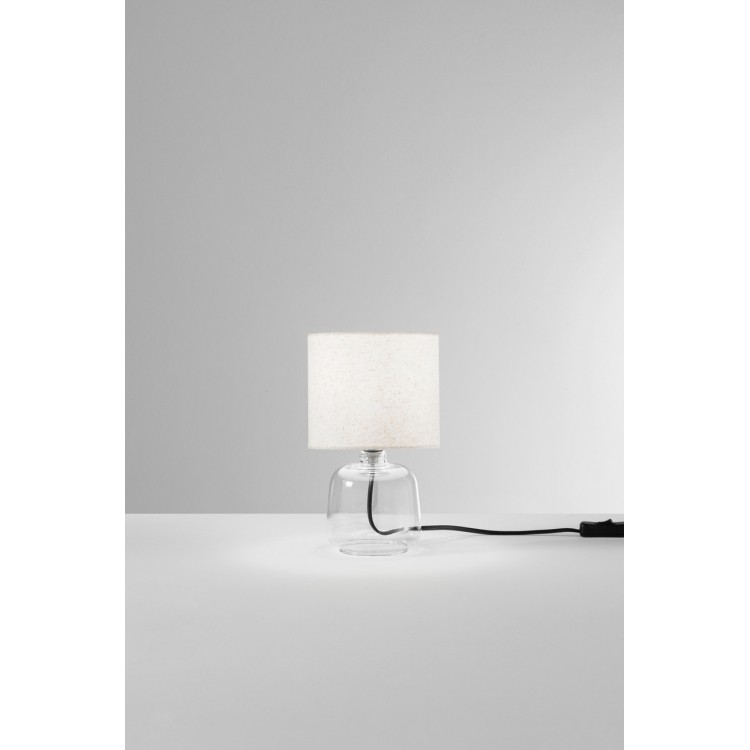 EMERALD Επιτραπέζιο φωτιστικό I-EMERALD-L-TR FAN EUROPE γυάλινο διάφανο / μπεζ καπέλο