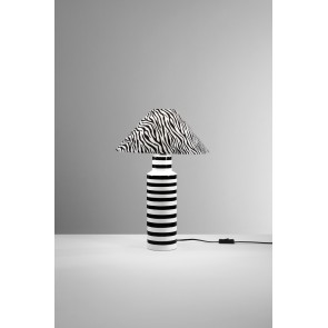 KENYA Επιτραπέζιο φωτιστικό I-KENYA-L FAN EUROPE κεραμική βάση / καπέλο σε μοτίβο ζέβρας