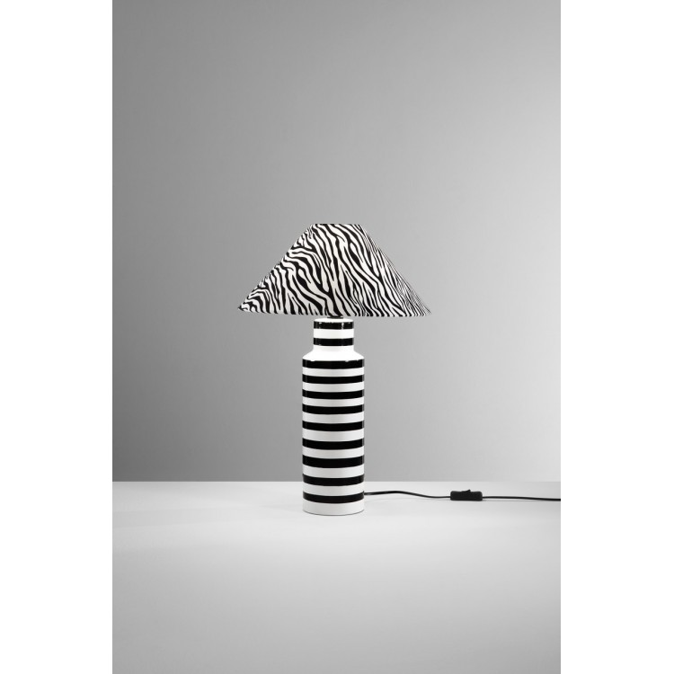 KENYA Επιτραπέζιο φωτιστικό I-KENYA-L FAN EUROPE κεραμική βάση / καπέλο σε μοτίβο ζέβρας