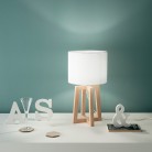 BERRY Επιτραπέζιο φωτιστικό I-BERRY-L FAN EUROPE ξύλινο / λευκό καπέλο