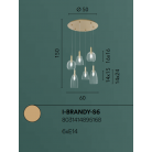 BRANDY κρεμαστό φωτιστικό Fan Europe I-BRANDY-S6  χρυσό - γυαλί εξάφωτο