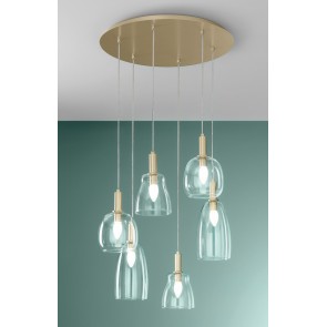 BRANDY κρεμαστό φωτιστικό Fan Europe I-BRANDY-S6  χρυσό - γυαλί εξάφωτο