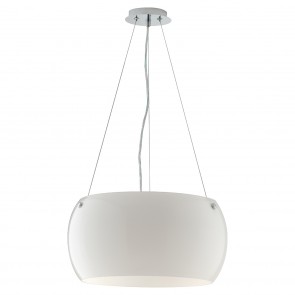 EQUATORE Κρεμαστό Φωτιστικό Fan Europe I-EQUATORE/S40BCO  με γυάλινο οπάλ λευκό καπέλο  Ø40cm 3xE27