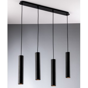 FLUKE  Κρεμαστό φωτιστικό ράγα I-FLUKE-S4 NERO FAN EUROPE  - σωλήνας Ø 5,5 cm L30cm τετράφωτο - μαύρο