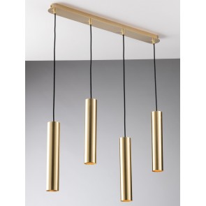 FLUKE  Κρεμαστό φωτιστικό ράγα I-FLUKE-S4 ORO FAN EUROPE  - σωλήνας Ø 5,5 cm L30cm τετράφωτο - χρυσό