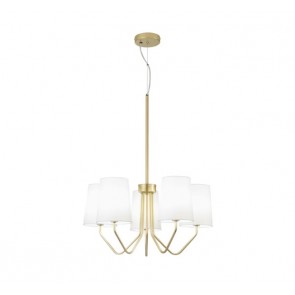 SALLY Κρεμαστό Φωτιστικό πολυέλαιος  I-SALLY-5-ORO Fan Europe χρυσό- λευκά καπέλα