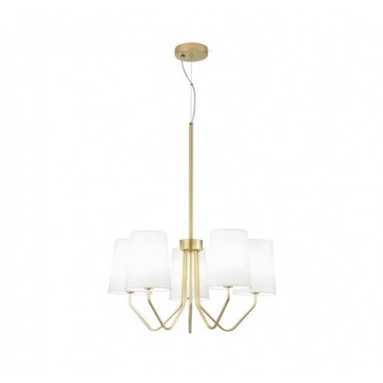 SALLY Κρεμαστό Φωτιστικό πολυέλαιος  I-SALLY-5-ORO Fan Europe χρυσό- λευκά καπέλα