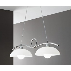 HALLEY Κρεμαστό Φωτιστικό Fan Europe μεταλικό χρωμέ -  λευκά σατινέ γυάλινα καπέλα L76cm