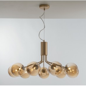 HONEY  Κρεμαστό Φωτιστικό Fan Europe I-HONEY-S9 μεταλικό με μελί γυάλινες μπάλες
