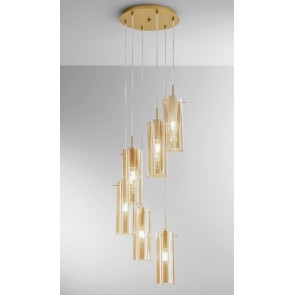 MAGIC  κρεμαστό φωτιστικό Fan Europe I-MAGIC-S6-ORO χρυσό - μελί εξάφωτο