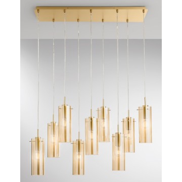 MAGIC  κρεμαστό φωτιστικό Fan Europe I-MAGIC-S9-ORO χρυσό - μελί εννιάφωτο ράγα