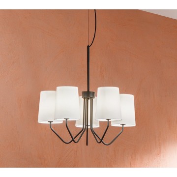 SALLY Κρεμαστό Φωτιστικό πολυέλαιος  I-SALLY-5-NER Fan Europe μαύρο - λευκά καπέλα