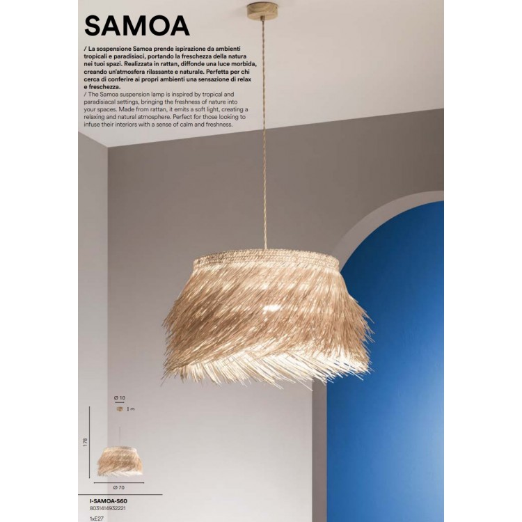 SAMOA Κρεμαστό Φωτιστικό I-SAMOA-S60 Fan Europe - rattan Ø 70cm
