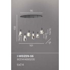 WEIZEN κρεμαστό φωτιστικό Fan Europe I-WEIZEN-S6 γυάλινα καπέλο χρωμέ