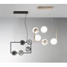 MONILE Κρεμαστό φωτιστικό ONDALUCE SO.MONILE/RET-5NER πεντάφωτο μαύρο μέταλλο φιμέ φυσητό γυαλί L55cm W30cm