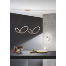 RICE Κρεμαστό φωτιστικό LED ONDALUCE SO.RICE/ORO χρυσό μέταλλο ακρυλικό και σιλικόνη L107cm H33cm