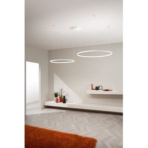 SOEL Κρεμαστό φωτιστικό LED ONDALUCE SO.SOEL/2-BIANCO διπλό λευκό μέταλλο Ø60cm Ø80cm 66W