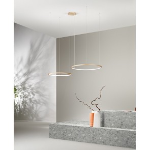 SOEL Κρεμαστό φωτιστικό LED ONDALUCE SO.SOEL/2-ORO διπλό χρυσό μέταλλο Ø60cm Ø80cm 66W