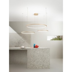 SOEL Κρεμαστό φωτιστικό LED ONDALUCE SO.SOEL/3-ORO τριπλό χρυσό μέταλλο Ø60cm Ø80cm Ø100cm 103W