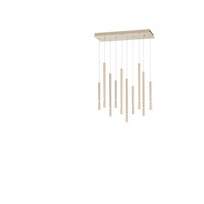 TUBIC Κρεμαστό φωτιστικό LED ONDALUCE SO.TUBIC/10-ORO δεκάφωτο χρυσό μέταλλο L70cm W30cm 70W