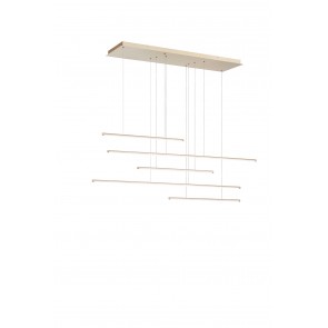 GENIUS Κρεμαστό LED ONDALUCE SO.GENIUS/5O-ORO πεντάφωτο χρυσό μέταλλο 3050lm L122cm