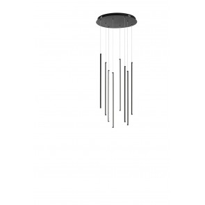 GENIUS Κρεμαστό LED ONDALUCE SO.GENIUS/8-NERO οκτάφωτο μαύρο μέταλλο 3600lm Ø48cm