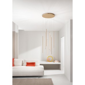 GENIUS Κρεμαστό LED ONDALUCE SO.GENIUS/8-ORO οκτάφωτο χρυσό μέταλλο 3600lm Ø48cm