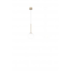 JEWEL Κρεμαστό φωτιστικό ONDALUCE SO.JEWEL/ORO μονόφωτο χρυσό μέταλλο με λευκό σατινέ γυαλί Ø17cm